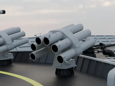 Type 87 Anti Submarine Rocket Free low-poly 3D model