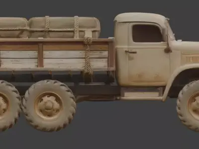 Frontier Desert Transport Truck 3d Low-poly 3D model