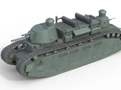 Char 2C Heavy Tank Low-poly 3D model