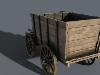 wagon medieval Low-poly 3D model