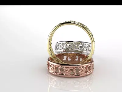 Wedding band flowers print ready  3D print model
