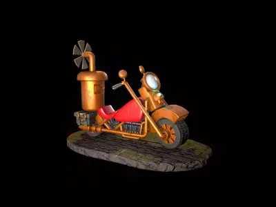 Steampunk Motorcycle 3D model