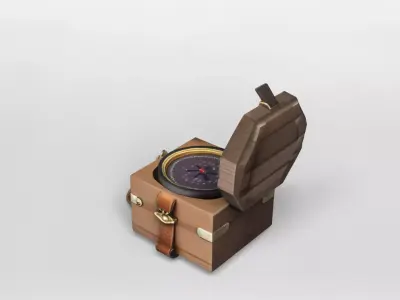 Vintage Wooden Portable Gramophone 3D Model 3D model