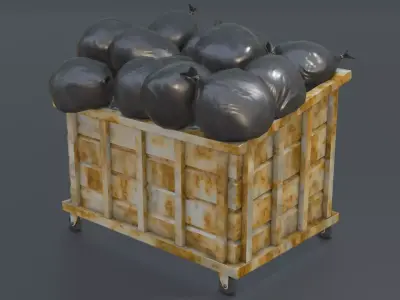Old rusty trash dumpster Low-poly 3D model