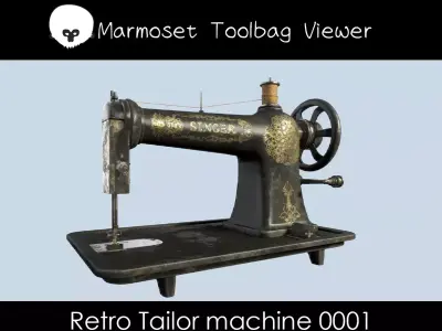 Retro Tailor machine 0001 Low-poly 3D model