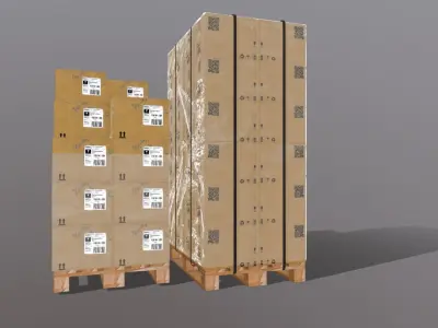 Pallet  with boxes 400X300X300 Low-poly 3D model