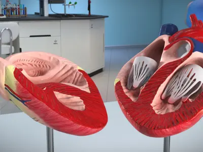  Dog Heart Interior Structure Display on Stand 