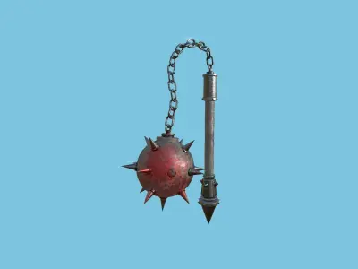 Medieval Flail 07 Blood - Character Fantasy Weaponry Low-poly 3D model