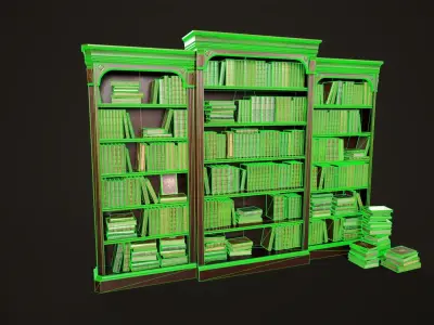 Vintage bookcase Low-poly 3D model