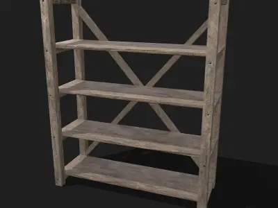 Pottery Shelf Wide Low-poly 3D model