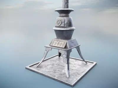 Potbelly stove Low-poly 3D model