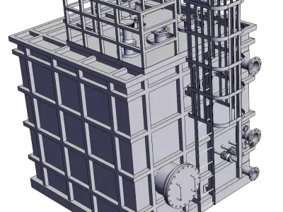 Atmospheric pressure liquid discharge tank skid 3D model