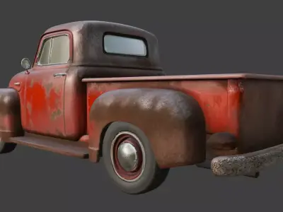 Vintage Rusty Pickup Truck 3D Model 3D model 11