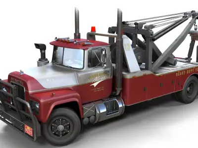 Vintage heavy wrecker Low-poly 3D model