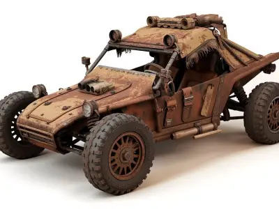 Post-Apocalyptic Raider Skull Buggy model Low-poly 3D model
