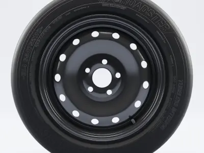 Steel Rim and Tire Tyre Spare Tire Low-poly 3D model