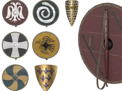 Medieval shields 3D Model Pack