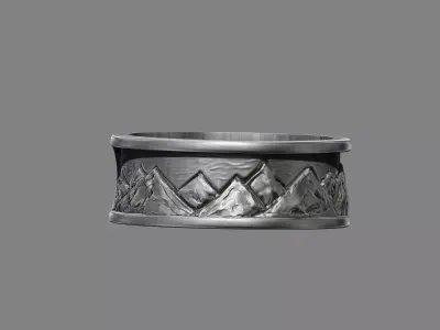 Sky Mountains Rock landscape Nature Wedding Ring 3D print model