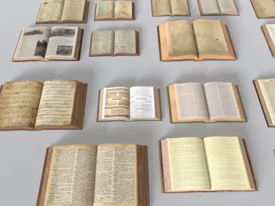 Old Books Low-poly 3D model