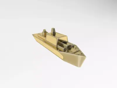 Cartoon Simple Warship v1 012 Low-poly 3D model