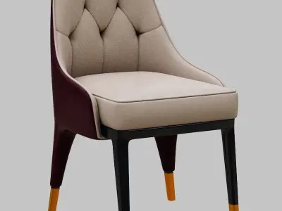 Chair dining with fabric and wooden legs Low-poly 3D model
