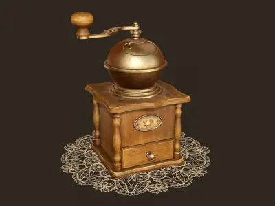 Vintage Coffee Grinder - PBR Game Ready Low-poly 3D model