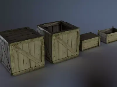 Wooden Crates Low-poly 3D model purchase