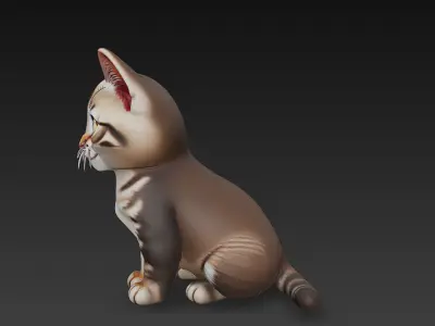 Optimized Low-Poly Kitten 3D Model UE5- Unity Real-Time Ready Low-poly 3D model 3