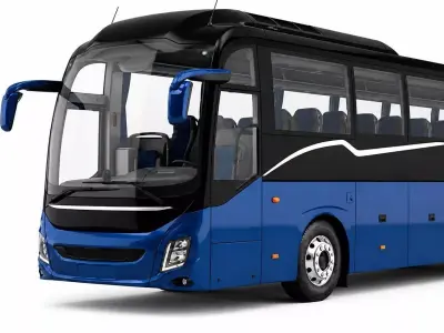 Modern Luxury Intercity Coach 3D Visualization Low-poly 3D model
