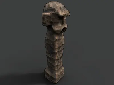 High Slavic Wooden Medieval Settlement Totem Statue Low-poly 3D model