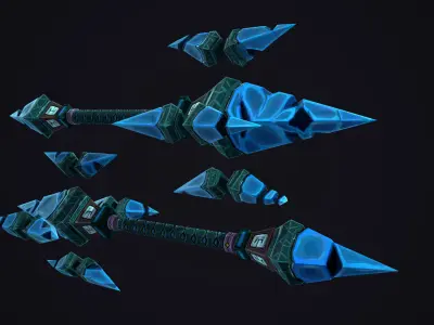 Stylized Weapon Ice Staff Low-poly 3D model