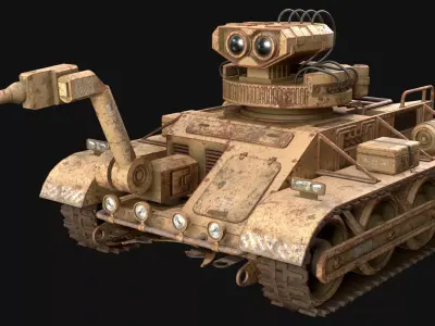 Robot Concept-3-Desert-Rusty Low-poly 3D model