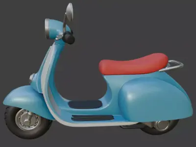 Vintage Retro Scooter 3D Model 3D model 7