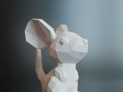 Mouse low poly 3D model polygonal 3D model