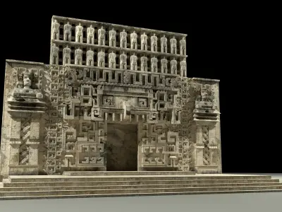 Mayan Building Hochob Low Poly PBR Low-poly 3D model