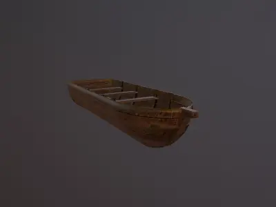 Old wooden boat Low-poly 3D model purchase