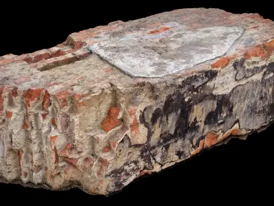 destroyed house debris block part bricks photogrammetry Low-poly 3D model