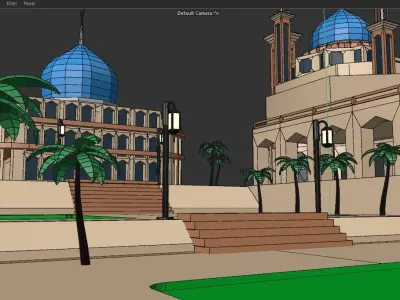  Arabic Masjid Palace  Low-poly 3D model
