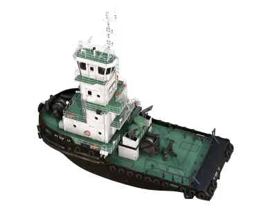 Articulated tug boat Black 3D model