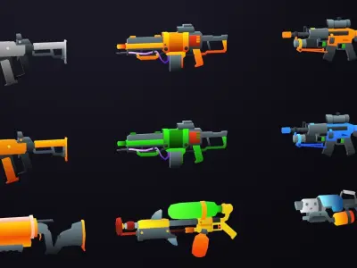 Low Poly Weapons Pack - 3D Game Kit Low-poly 3D model