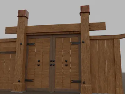 10 types of Japanese traditional style gates and fences 3D model