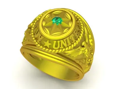 Military United Emblem Signet Ring for Men  443 3D print model