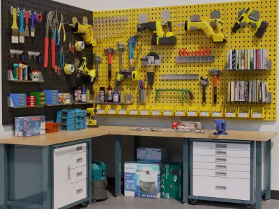 Ultimate Garage Workshop L-Shaped Workbench  3D model