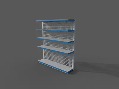 Supermarket single rack Low-poly 3D model
