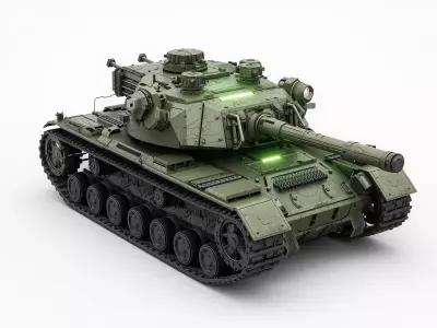 Tactical Green Tank 3D Model Military Combat Vehicle Low-poly 3D model