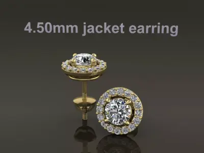 Earring Diamond Jacket Style2 4mm50 3D print model