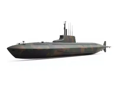 Camouflage Submarine model pack Low-poly 3D model