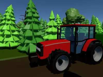 CASE Low Poly tractor Low-poly 3D model