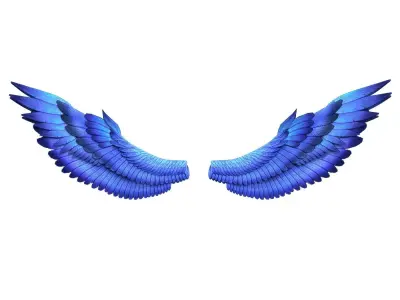 Fantasy Blue Wing Low-poly 3D model
