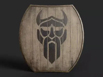 Slavic hybrid shield-painted black God symbol Low-poly 3D model